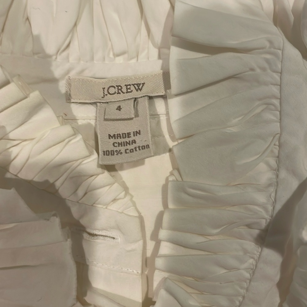 White Ruffle J.Crew Blouse - Picture 3 of 5